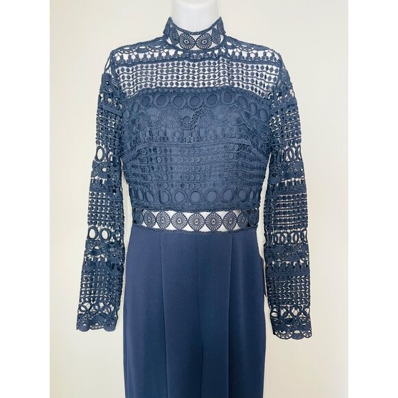 Love X Design Womens Navy Crochet Lace Jumpsuit M - Picture 1 of 11